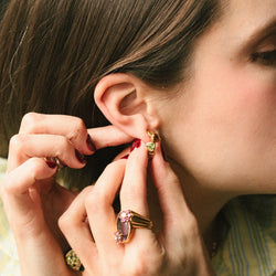 Boucles d'oreilles Clip BULGARI Coeurs en or jaune, péridot et citrine - Castafiore