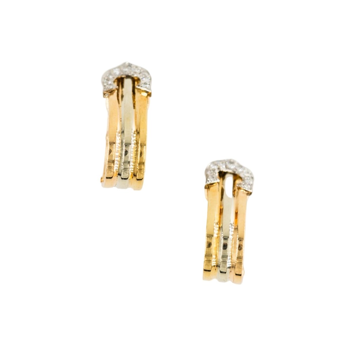 Boucles d'oreilles Clip CARTIER "C de Cartier" en or blanc, or jaune et or rose - Castafiore