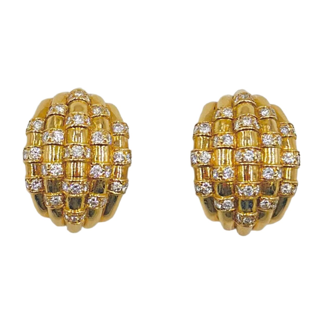 Boucles d'oreilles Clip CARTIER en or jaune et diamants - Castafiore