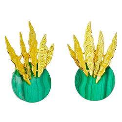 Boucles d'oreilles Clip CHAUMET en or jaune et malachite - Castafiore