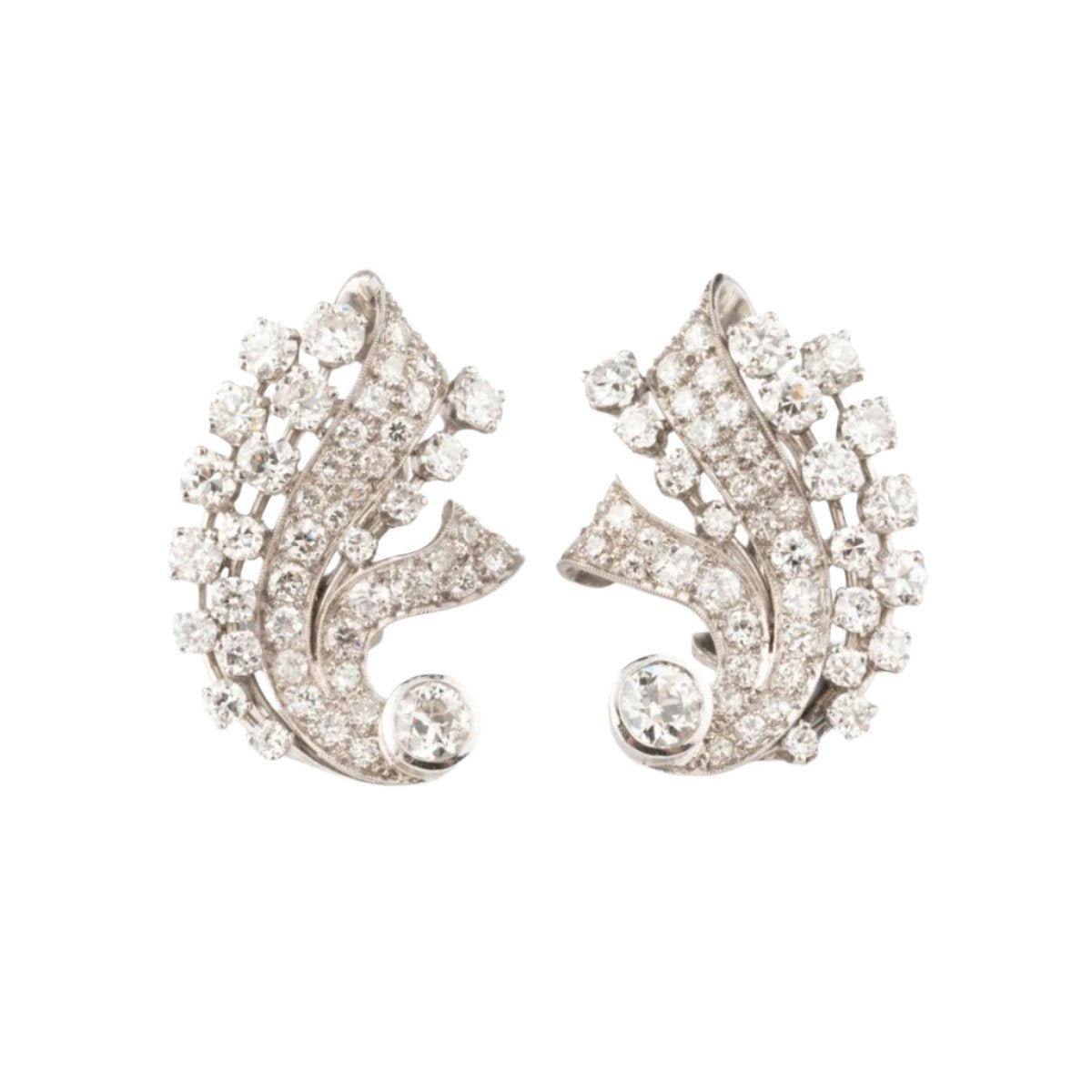 Boucles d'oreilles Clip en or blanc et diamants - Castafiore