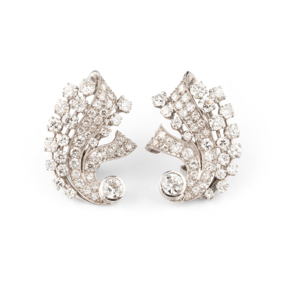 Boucles d'oreilles Clip en or blanc et diamants - Castafiore