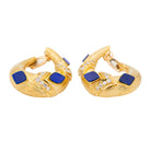 Boucles d'oreilles Clip en or jaune, lapis lazuli et diamants - Castafiore