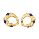 Boucles d'oreilles Clip en or jaune, lapis lazuli et diamants - Castafiore