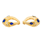 Boucles d'oreilles Clip en or jaune, lapis lazuli et diamants - Castafiore