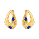 Boucles d'oreilles Clip en or jaune, lapis lazuli et diamants - Castafiore