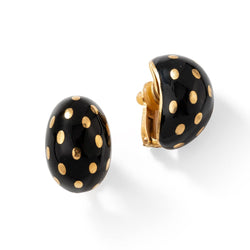 Boucles d'oreilles Clip FRED en or jaune et émail noir - Castafiore