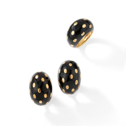 Boucles d'oreilles Clip FRED en or jaune et émail noir - Castafiore