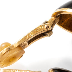 Boucles d'oreilles Clip FRED en or jaune et émail noir - Castafiore