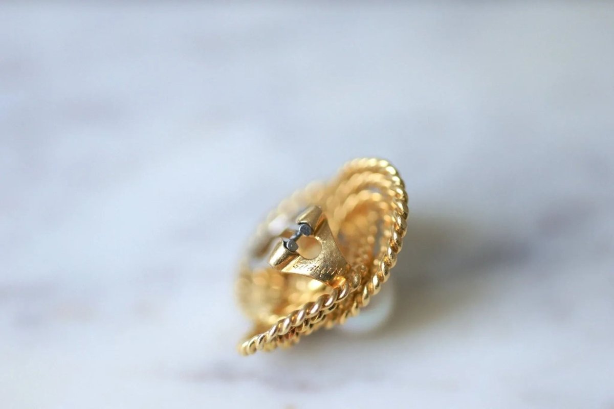 Boucles d'Oreilles Clip Gubelin Or Torsadé et Perles - Castafiore