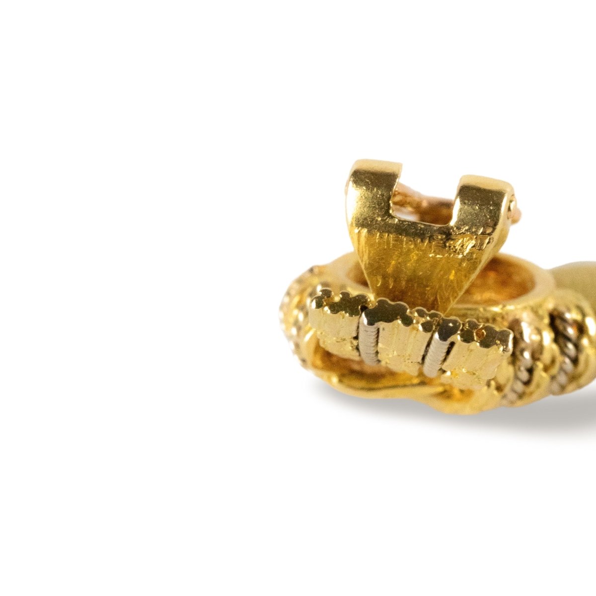 Boucles d'oreilles Clip HERMÈS "Nœud" en or jaune et or blanc - Castafiore