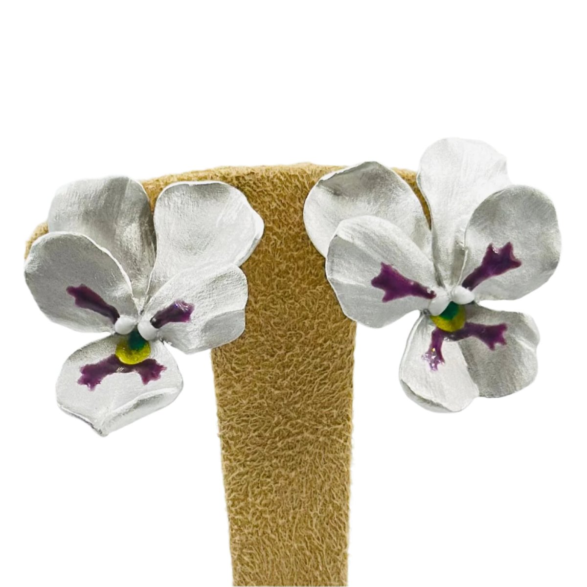 Boucles d'oreilles Clip JAR "Pensées" en aluminium et or rose - Castafiore