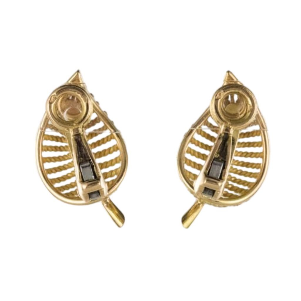 Boucles d'oreilles Clip MECAN ELDE "Feuilles" en or jaune - Castafiore