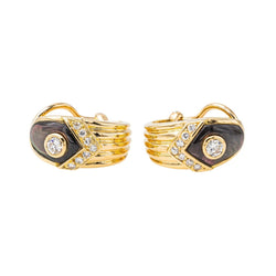 Boucles d'oreilles Clip Or Jaune Diamant en Nacre Noire - Castafiore