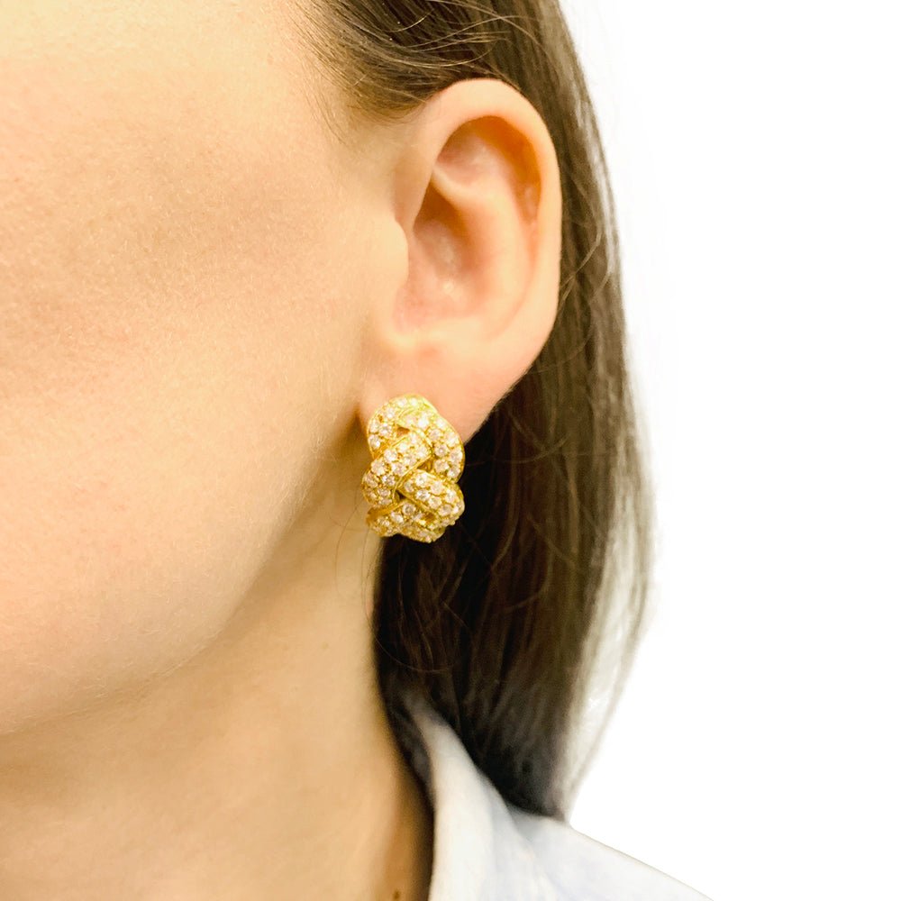 Boucles d'oreilles Clip Pavées en or jaune et diamants - Castafiore