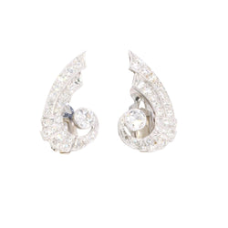 Boucles d'oreilles Clips "Ailes" en or blanc et diamants - Castafiore