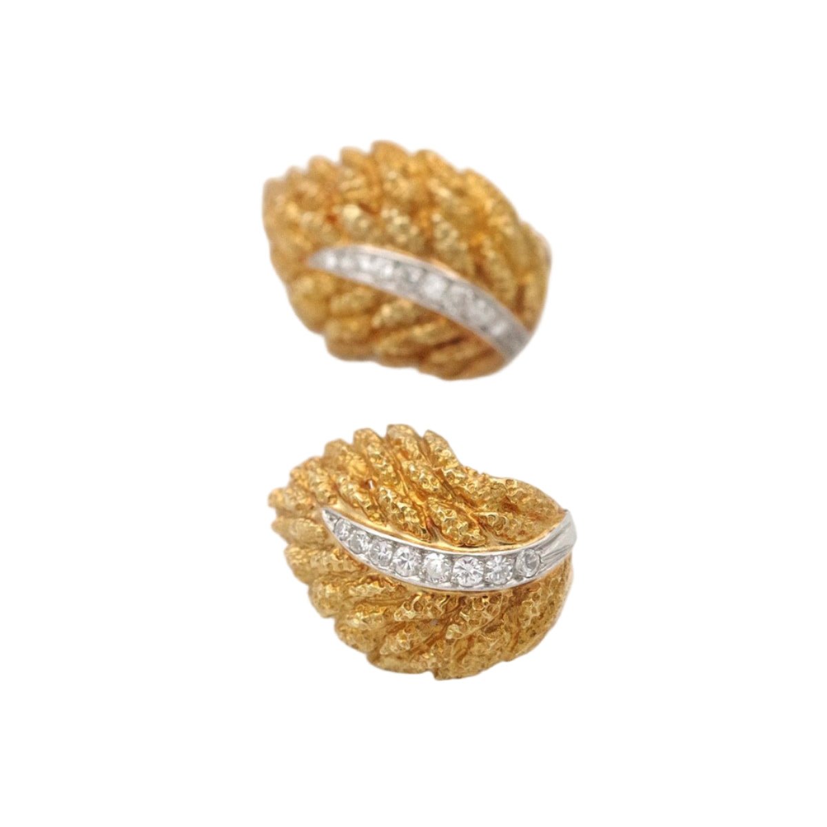 Boucles d'oreilles Clips BOUCHERON en or jaune, platine et diamants - Castafiore