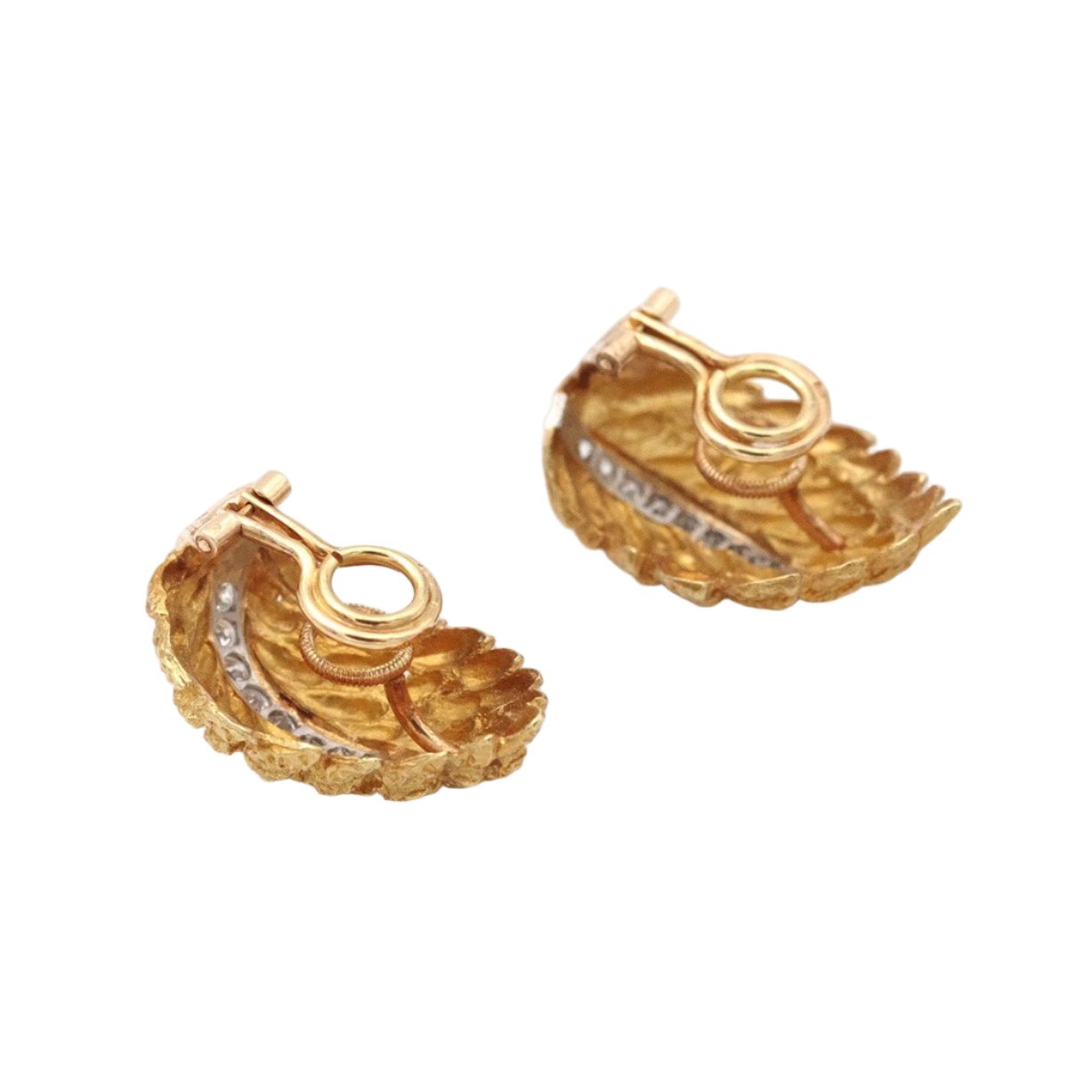 Boucles d'oreilles Clips BOUCHERON en or jaune, platine et diamants - Castafiore