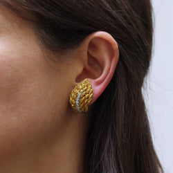 Boucles d'oreilles Clips BOUCHERON en or jaune, platine et diamants - Castafiore