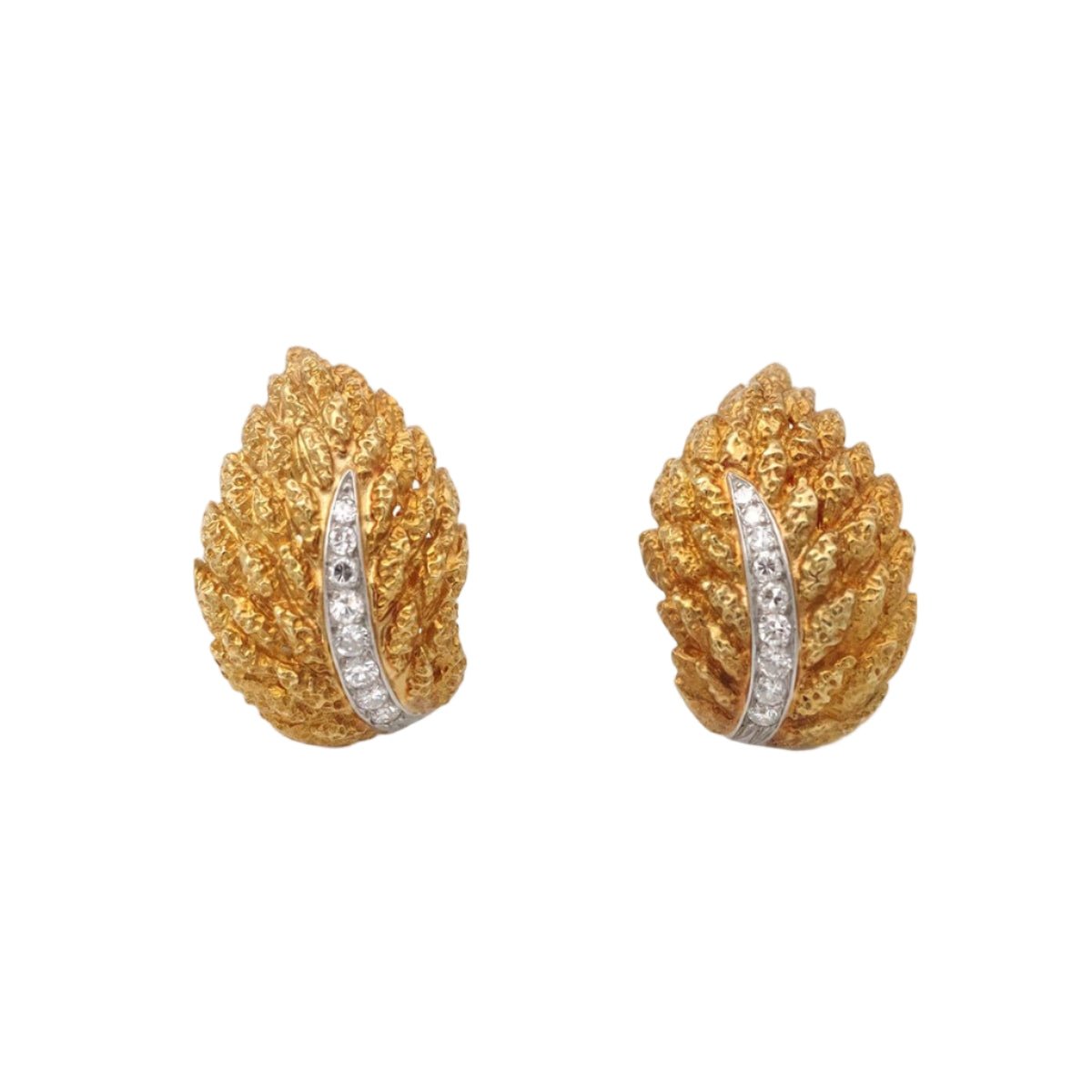 Boucles d'oreilles Clips BOUCHERON en or jaune, platine et diamants - Castafiore