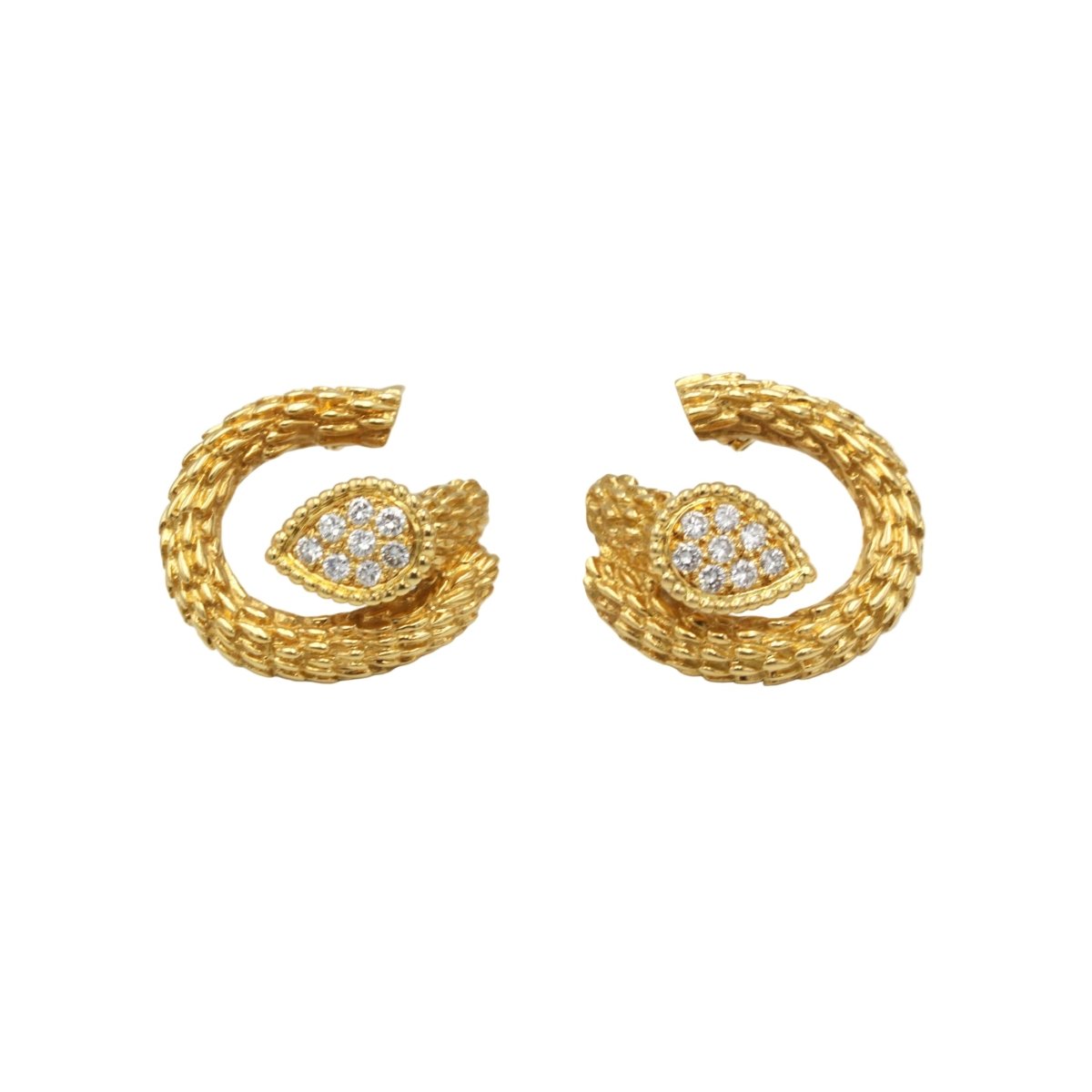Boucles d'oreilles Clips BOUCHERON "Serpent Bohème" en or jaune et diamants - Castafiore