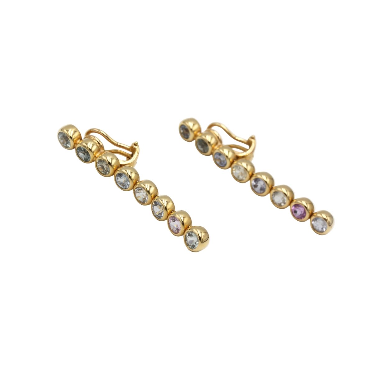 Boucles d'oreilles Clips BUCHERER en or jaune et saphirs - Castafiore