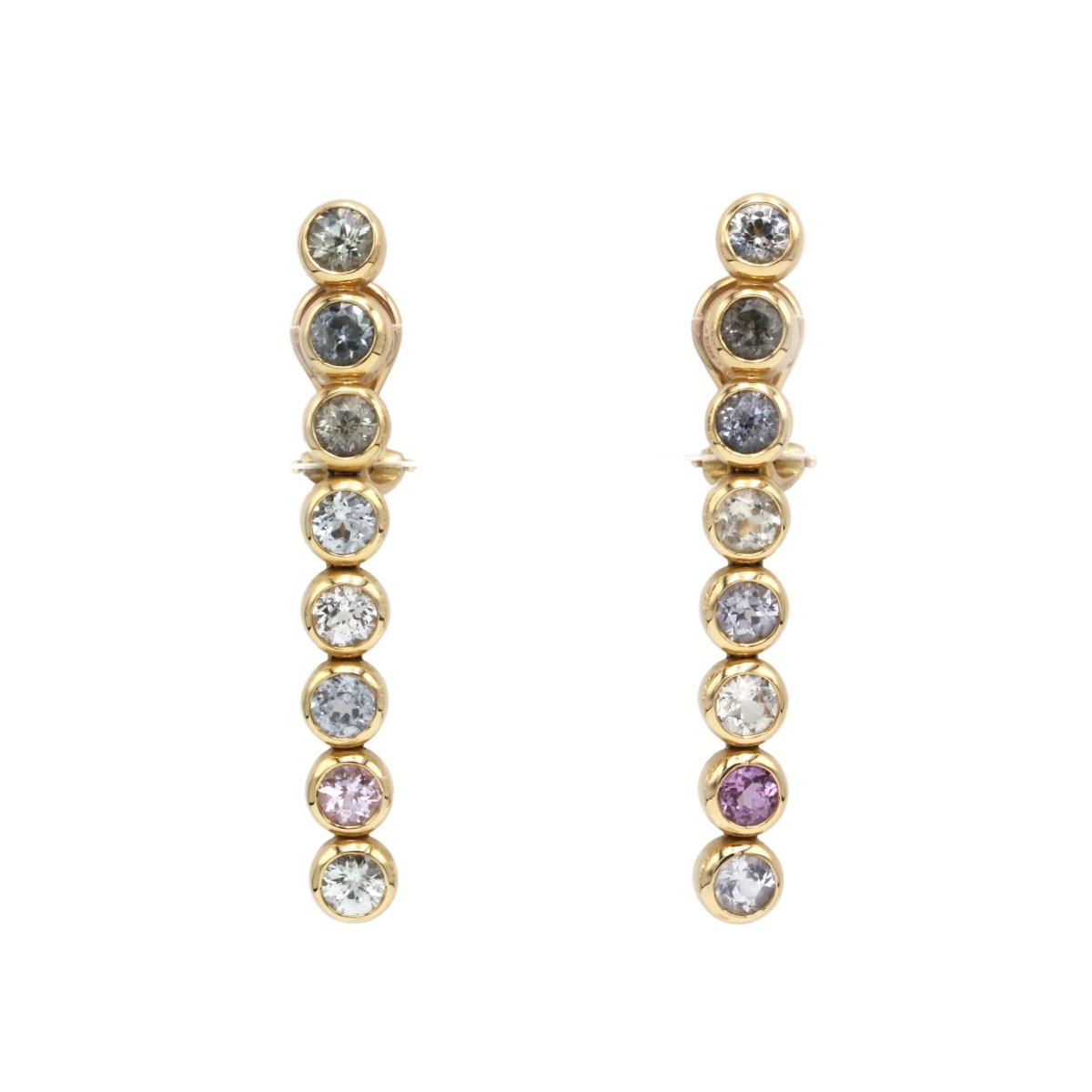 Boucles d'oreilles Clips BUCHERER en or jaune et saphirs - Castafiore