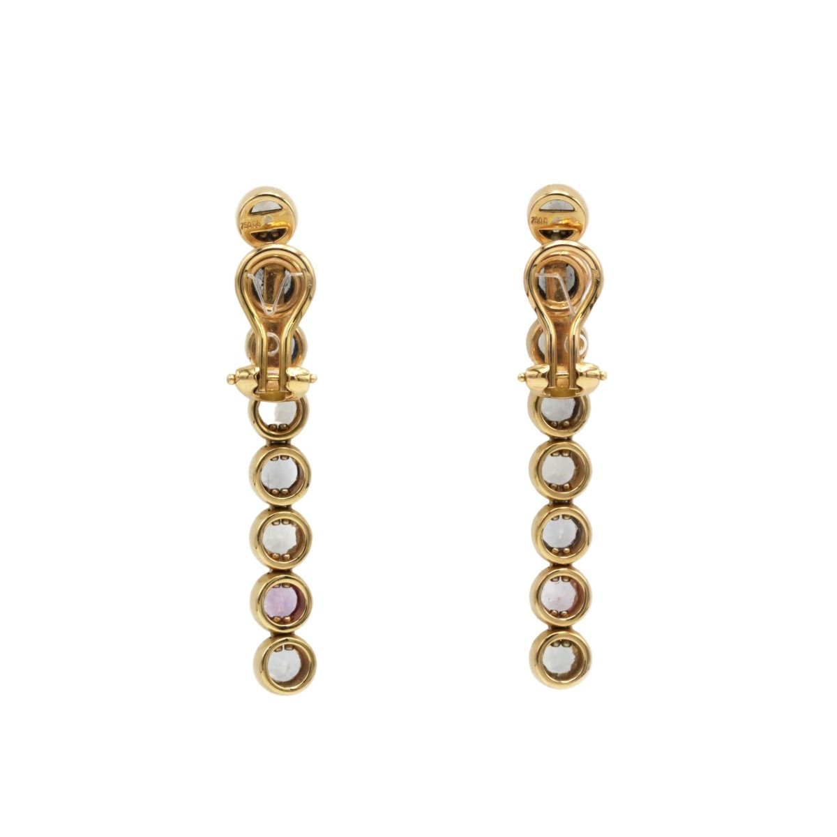Boucles d'oreilles Clips BUCHERER en or jaune et saphirs - Castafiore