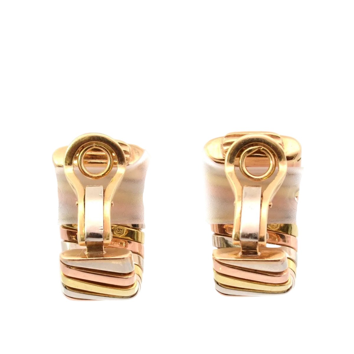 Boucles d'oreilles Clips BULGARI "Tubogas" en or jaune - Castafiore