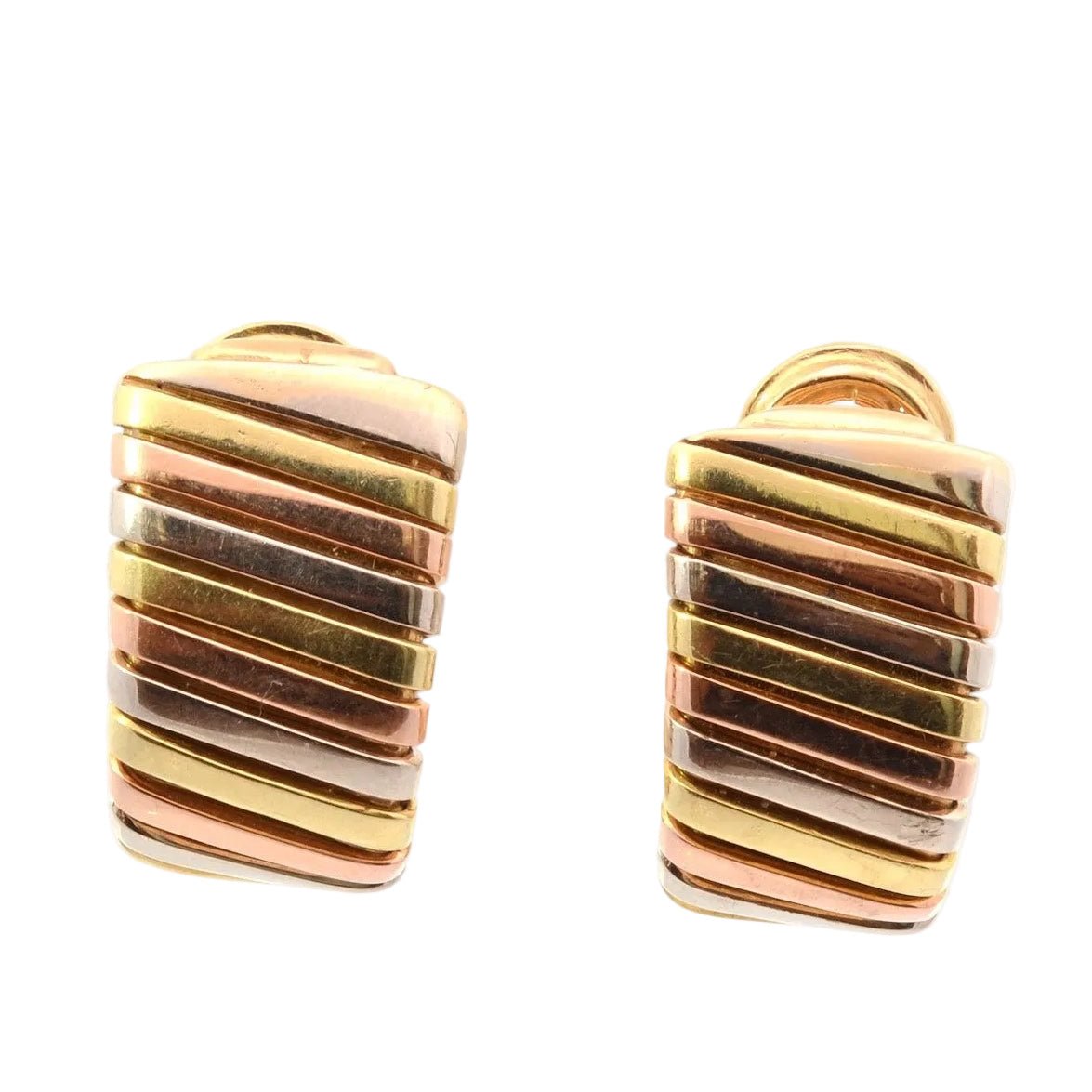 Boucles d'oreilles Clips BULGARI "Tubogas" en or jaune - Castafiore