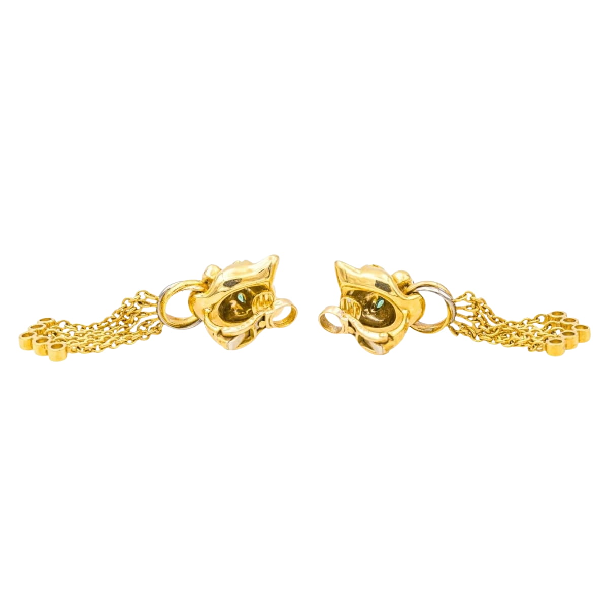 Boucles d'oreilles Clips CARTIER "Panthère" en or jaune, émeraudes et diamants - Castafiore