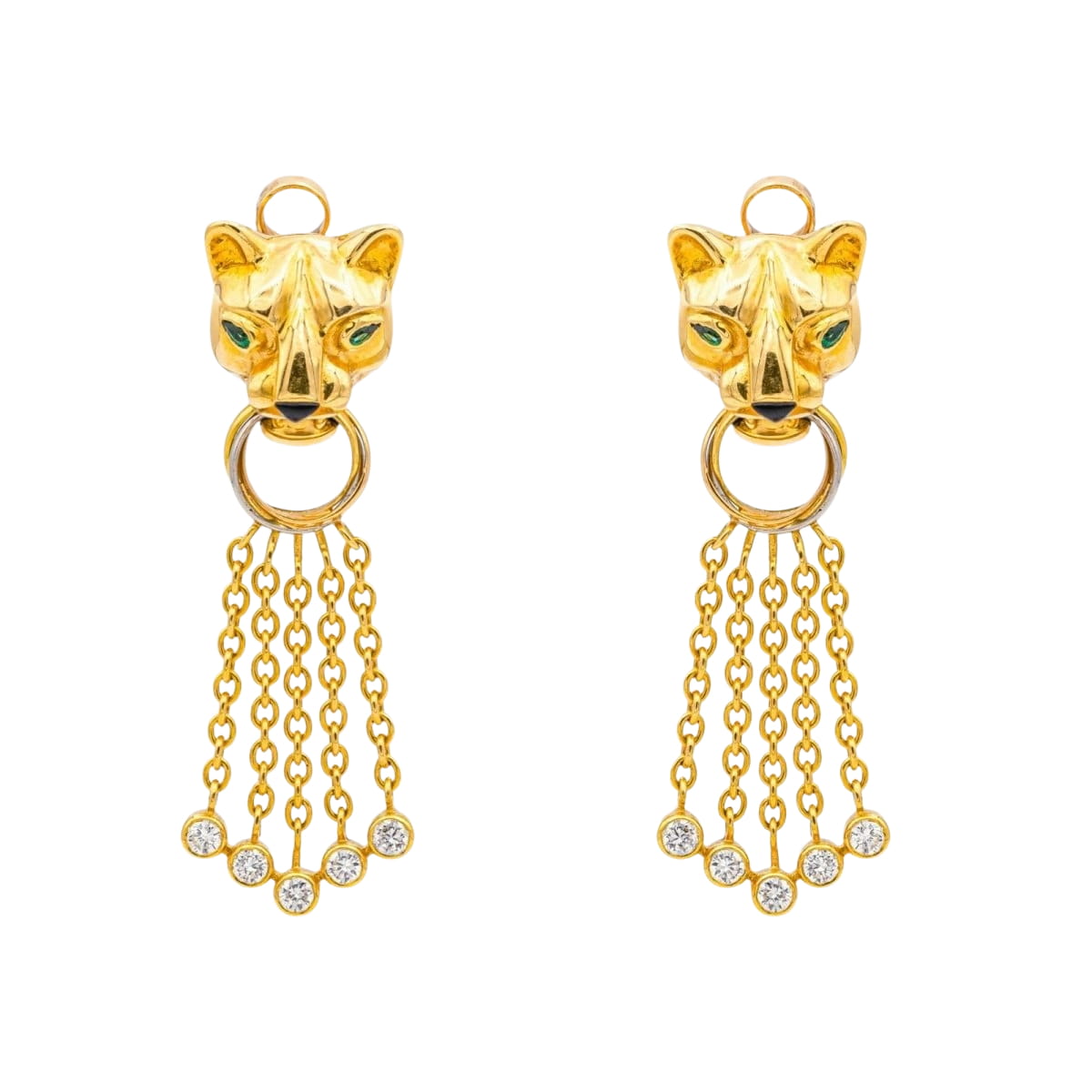Boucles d'oreilles Clips CARTIER "Panthère" en or jaune, émeraudes et diamants - Castafiore