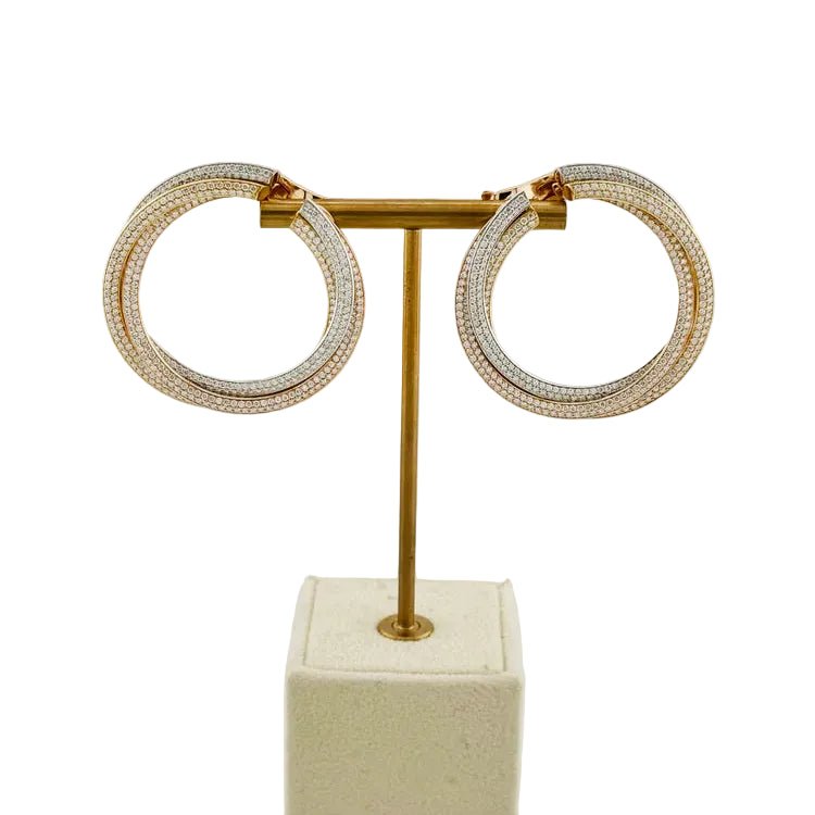 Boucles d’oreilles Clips CARTIER "Trinity" en or blanc, or jaune, or rose et diamants - Castafiore