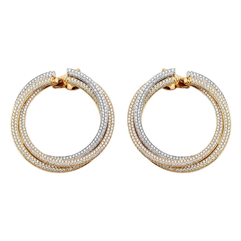 Boucles d’oreilles Clips CARTIER "Trinity" en or blanc, or jaune, or rose et diamants - Castafiore
