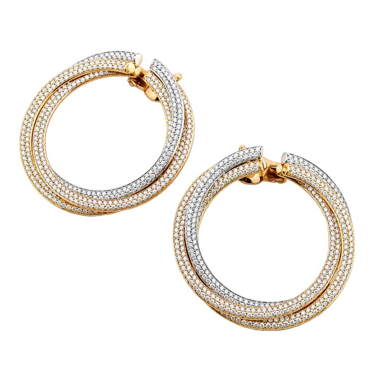 Boucles d’oreilles Clips CARTIER "Trinity" en or blanc, or jaune, or rose et diamants - Castafiore