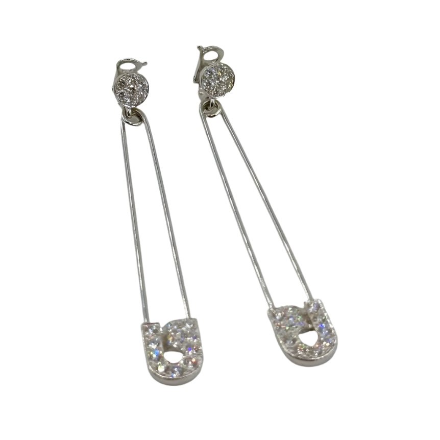 Boucles d'oreilles Clips CHANEL en or blanc et diamants - Castafiore