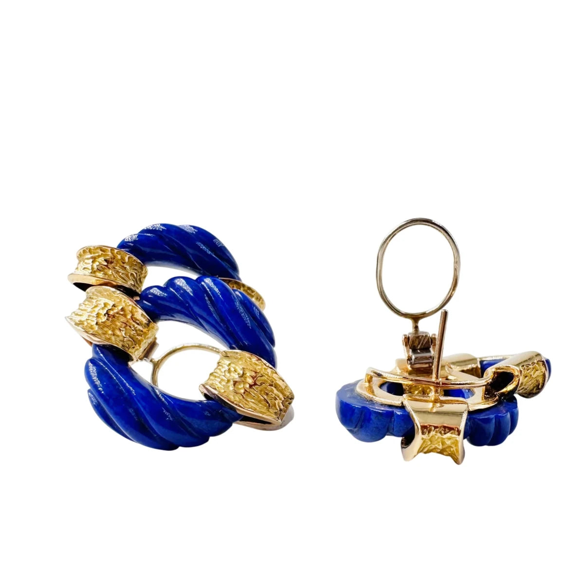 Boucles d'oreilles Clips CHAUMET en or jaune et lapis-lazuli - Castafiore