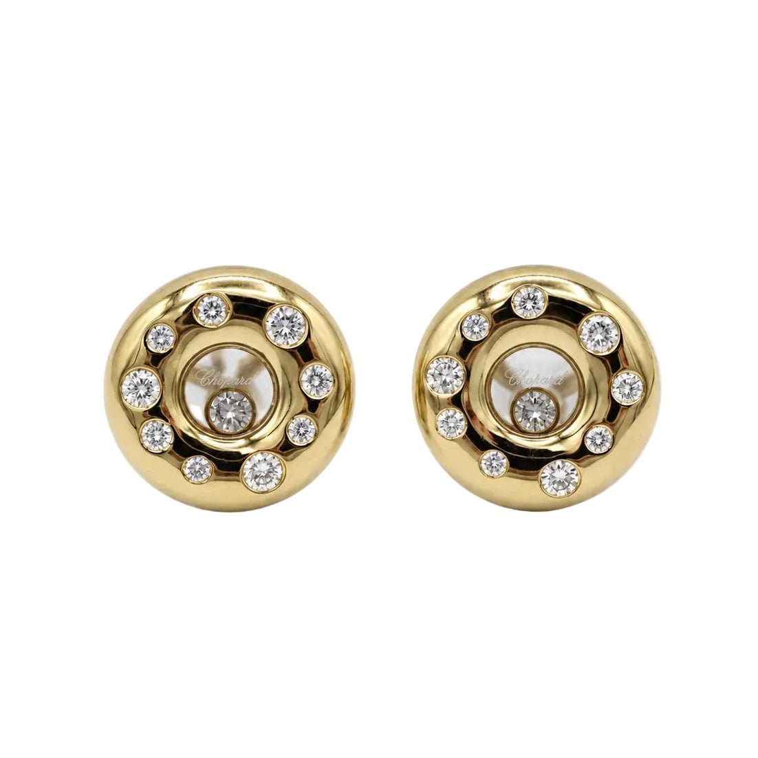 Boucles d'oreilles Clips CHOPARD "Happy Diamond" en or jaune et diamants - Castafiore