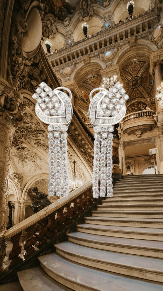 Boucles d'Oreilles Clips Cocktail Diamants 3 Carats Or Gris 18 Carats - Castafiore