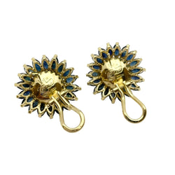 Boucles d'oreilles Clips CREA en or blanc, or jaune, perles, saphirs et diamants - Castafiore