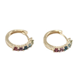 Boucles d'oreilles Clips CRIOLLA en or jaune, péridots, améthystes, rhododendrons et topazes - Castafiore