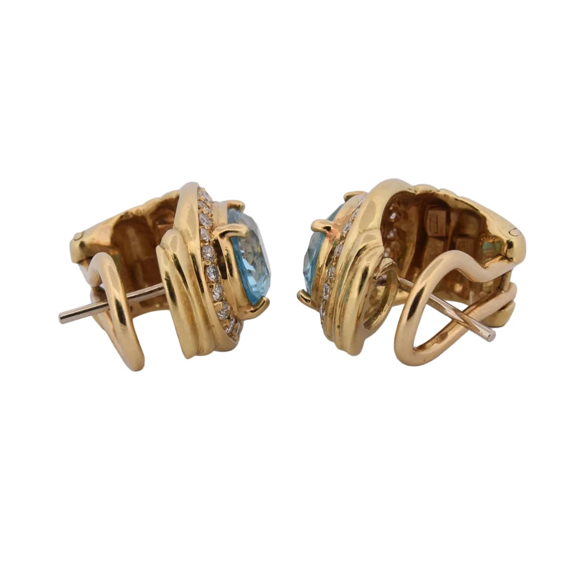 Boucles d'oreilles Clips DAMIANI en or jaune, topazes et diamants - Castafiore