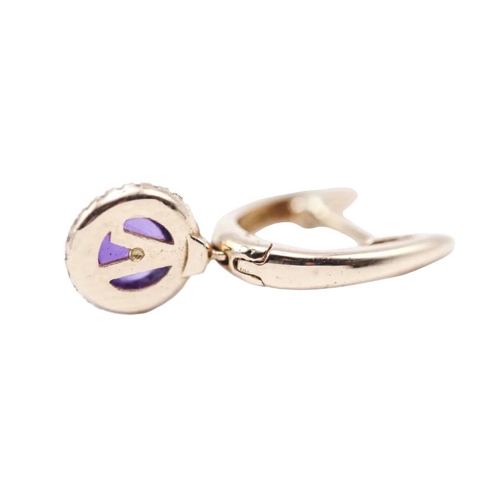 Boucles d'oreilles Clips en or blanc, améthystes et diamants - Castafiore