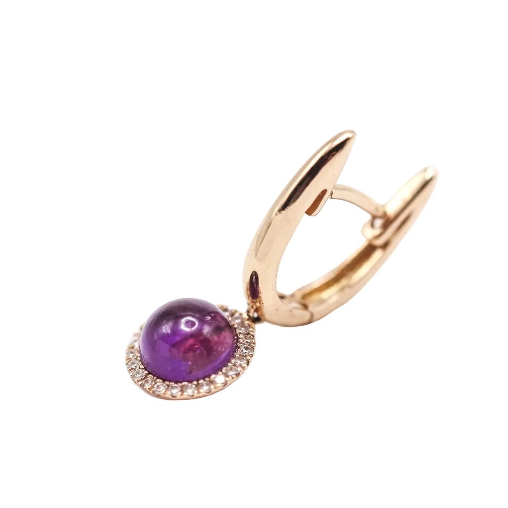 Boucles d'oreilles Clips en or blanc, améthystes et diamants - Castafiore