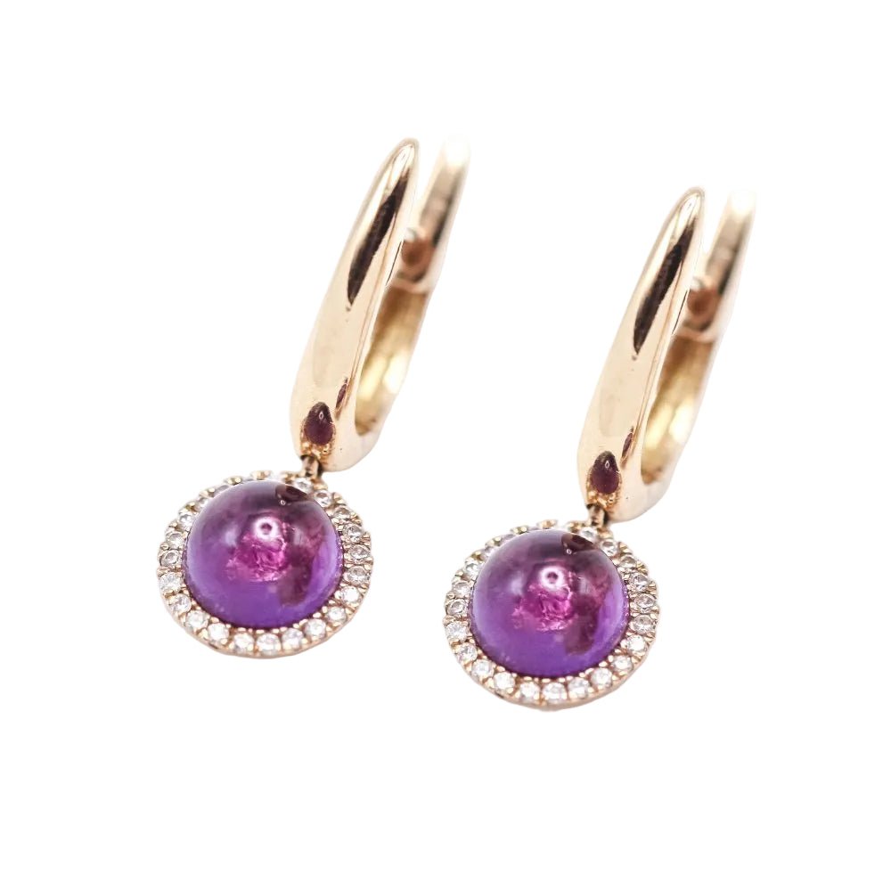 Boucles d'oreilles Clips en or blanc, améthystes et diamants - Castafiore