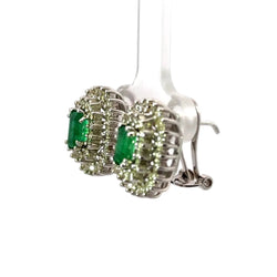 Boucles d'oreilles Clips en or blanc, émeraudes et diamants - Castafiore