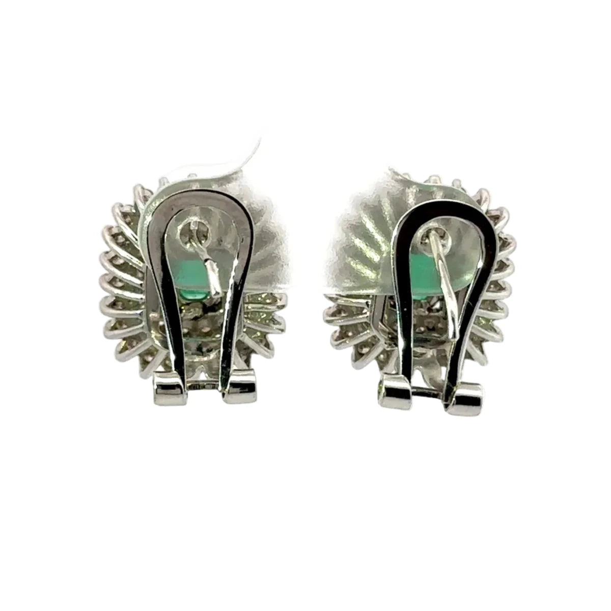 Boucles d'oreilles Clips en or blanc, émeraudes et diamants - Castafiore