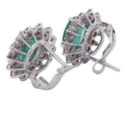 Boucles d'oreilles Clips en or blanc, émeraudes et diamants - Castafiore