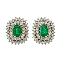 Boucles d'oreilles Clips en or blanc, émeraudes et diamants - Castafiore