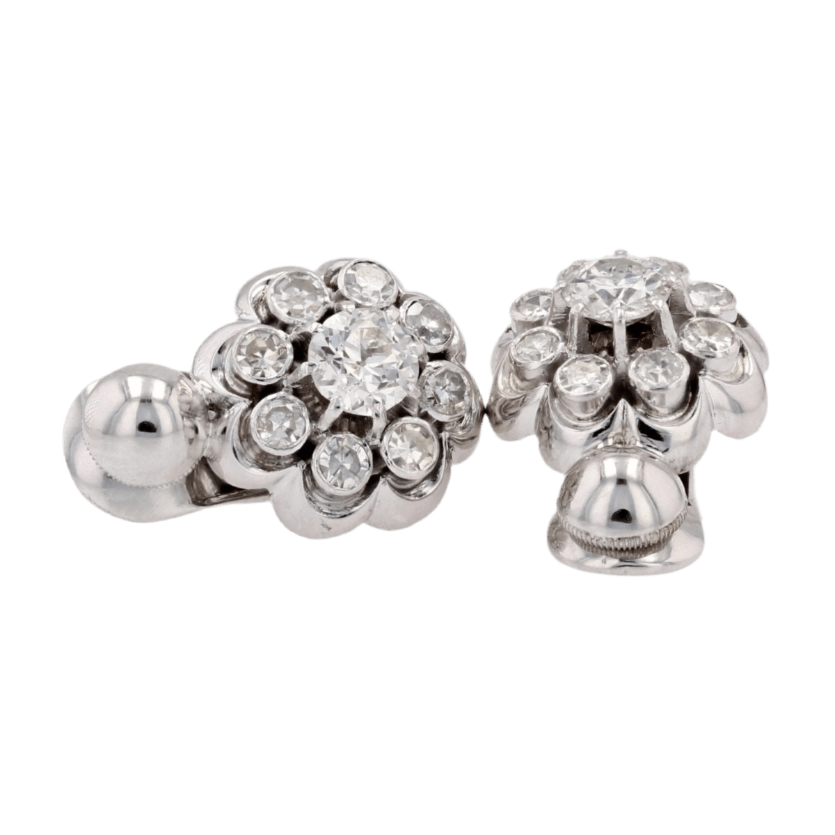 Boucles d'oreilles Clips en or blanc et diamants - Castafiore